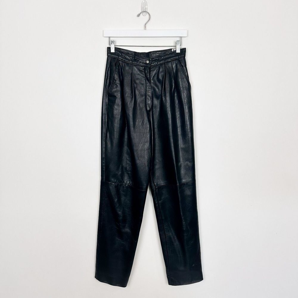 Bagatelle Womens S Vintage Black High Rise Leather Pants Union Label Canada Made